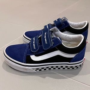 Blue and white Vans Old Skool Checkerboard Pack Skate - sz 13
